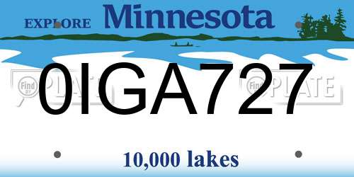 0IGA727 Minnesota License Plate