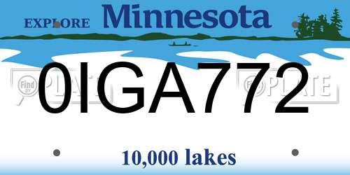 0IGA772 Minnesota License Plate
