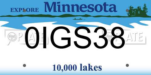 0IGS38 Minnesota License Plate