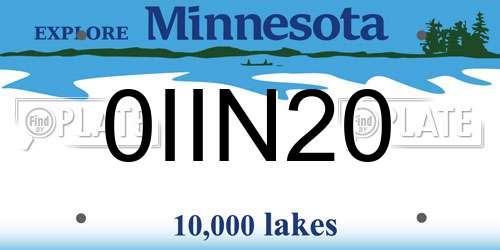 0IIN20 Minnesota License Plate