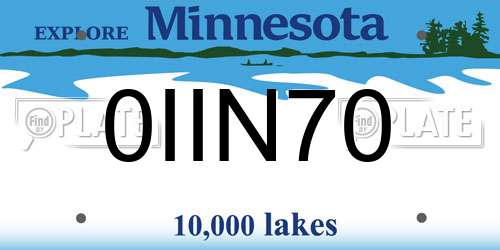 0IIN70 Minnesota License Plate