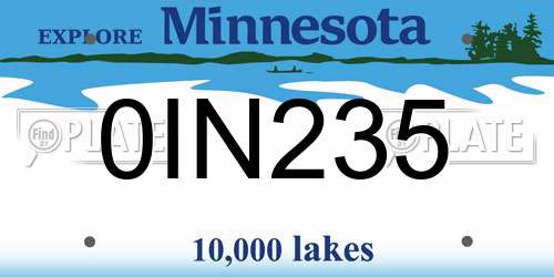 0IN235 Minnesota License Plate