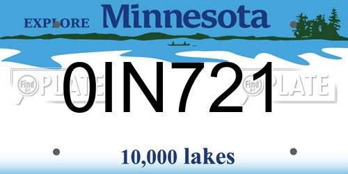 0IN721 Minnesota License Plate