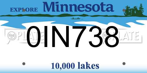 0IN738 Minnesota License Plate