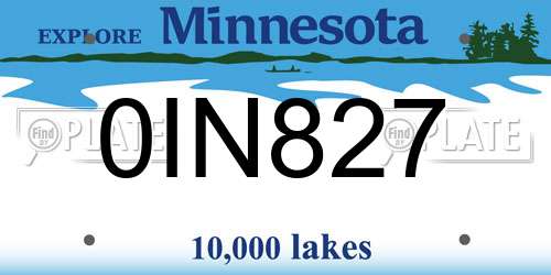 0IN827 Minnesota License Plate
