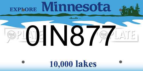 0IN877 Minnesota License Plate