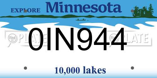 0IN944 Minnesota License Plate
