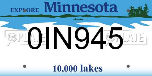 0IN945 Minnesota License Plate