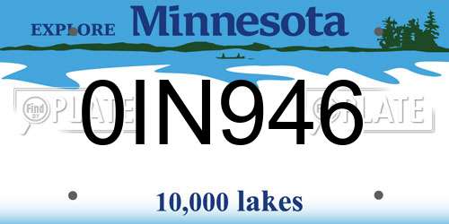 0IN946 Minnesota License Plate