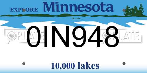 0IN948 Minnesota License Plate
