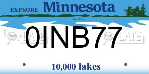 0INB77 Minnesota License Plate