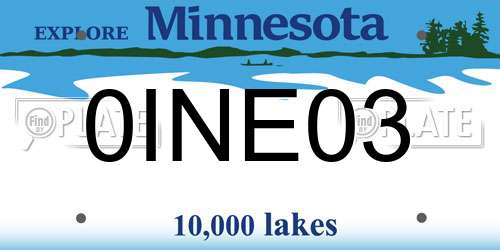 0INE03 Minnesota License Plate