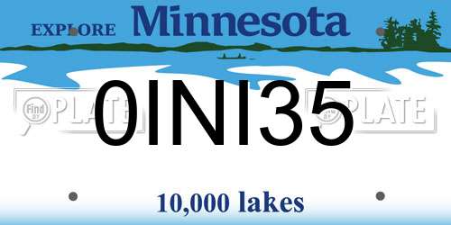 0INI35 Minnesota License Plate