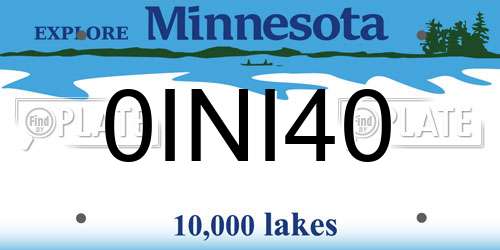 0INI40 Minnesota License Plate