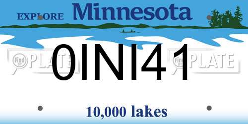 0INI41 Minnesota License Plate