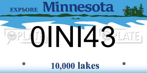 0INI43 Minnesota License Plate