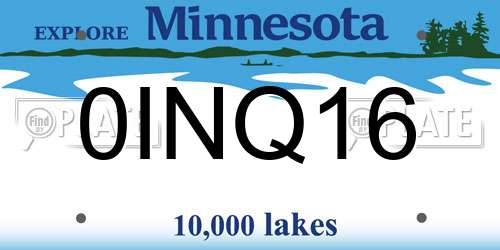 0INQ16 Minnesota License Plate