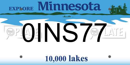 0INS77 Minnesota License Plate