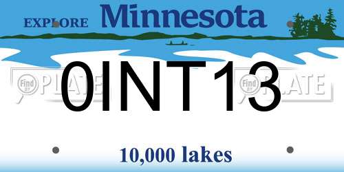 0INT13 Minnesota License Plate