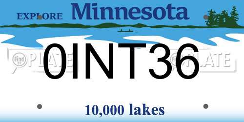 0INT36 Minnesota License Plate