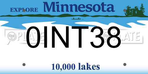 0INT38 Minnesota License Plate