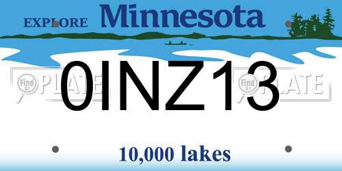 0INZ13 Minnesota License Plate