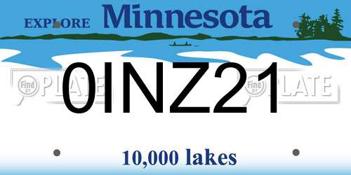 0INZ21 Minnesota License Plate