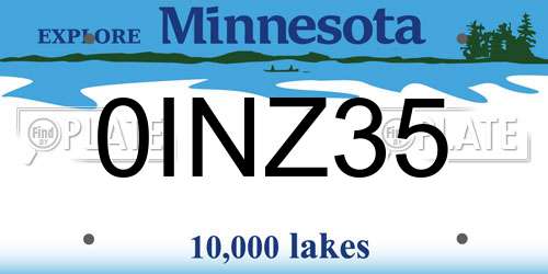 0INZ35 Minnesota License Plate