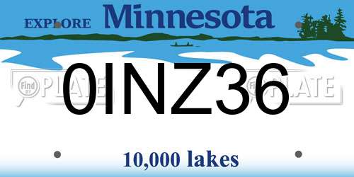 0INZ36 Minnesota License Plate