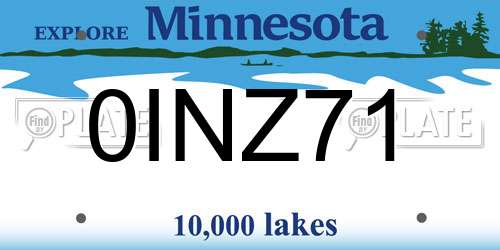 0INZ71 Minnesota License Plate