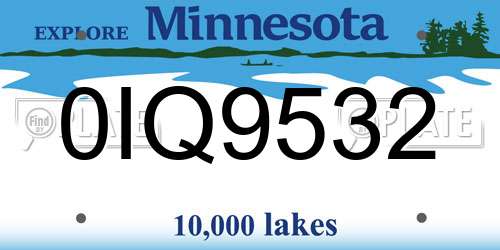 0IQ9532 Minnesota License Plate