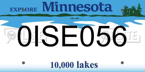 0ISE056 Minnesota License Plate