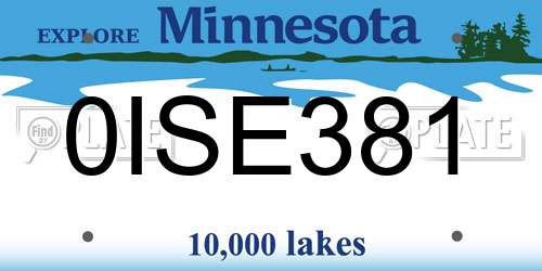 0ISE381 Minnesota License Plate