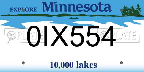 0IX554 Minnesota License Plate