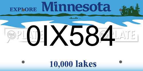 0IX584 Minnesota License Plate