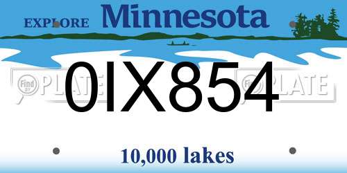 0IX854 Minnesota License Plate