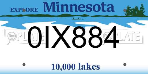 0IX884 Minnesota License Plate