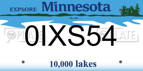 0IXS54 Minnesota License Plate