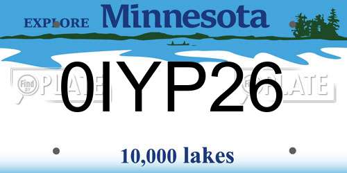 0IYP26 Minnesota License Plate