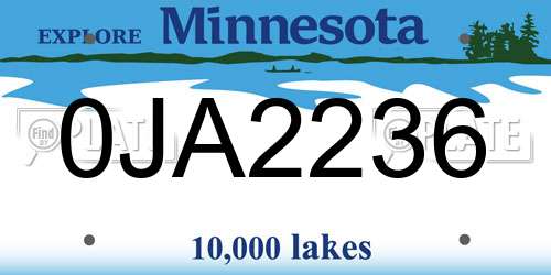 0JA2236 Minnesota License Plate