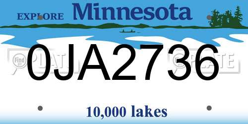 0JA2736 Minnesota License Plate
