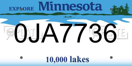 0JA7736 Minnesota License Plate
