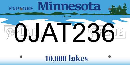 0JAT236 Minnesota License Plate