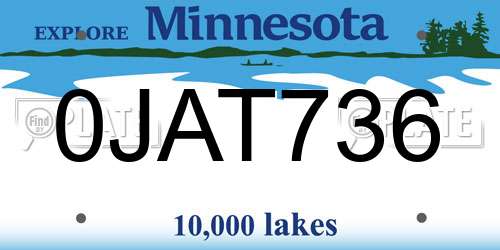 0JAT736 Minnesota License Plate
