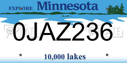 0JAZ236 Minnesota License Plate