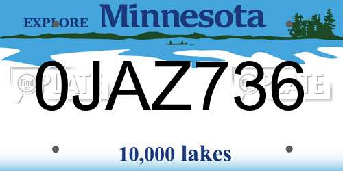0JAZ736 Minnesota License Plate