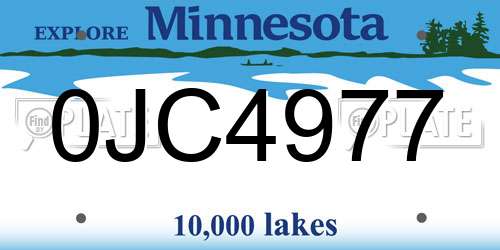 0JC4977 Minnesota License Plate