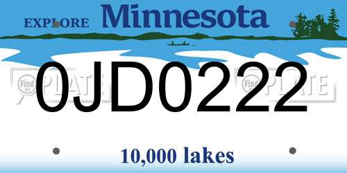 0JD0222 Minnesota License Plate