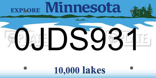 0JDS931 Minnesota License Plate