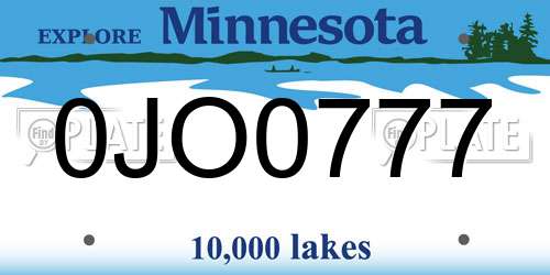 0JO0777 Minnesota License Plate